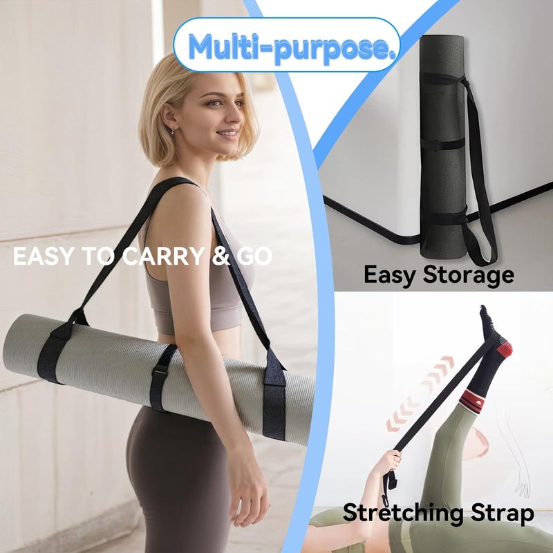 Cidkoth Adjustable Yoga Mat Strap Carrier, Thick Wide Yoga Mat Holder with Hook-and-loop fastener for yoga enthusiast, Travel Gym, Black Non-Slip Yoga Straps for Carrying Mats - Image 2